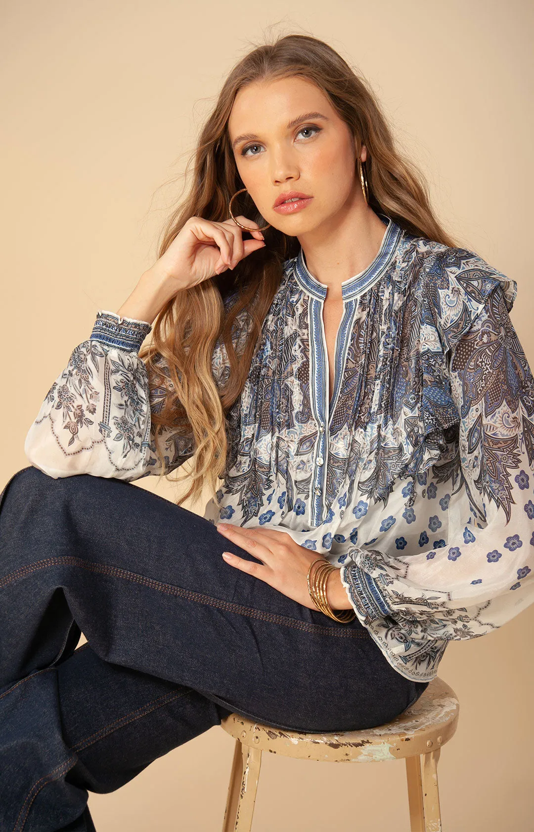 Maya Pleated Chiffon Top sold by Hale Bob product image thumbnail 5