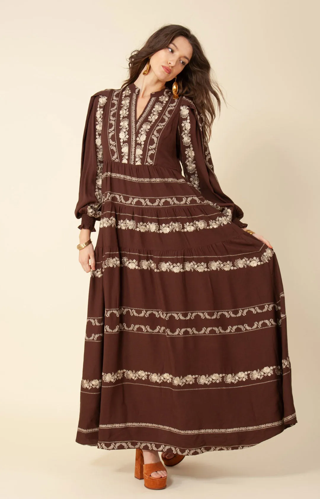 Luna Embroidered Maxi Dress sold by Hale Bob product image thumbnail 2