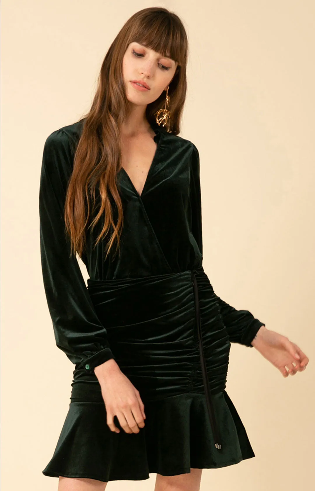 Manon Shirred Velvet Dress sold by Hale Bob