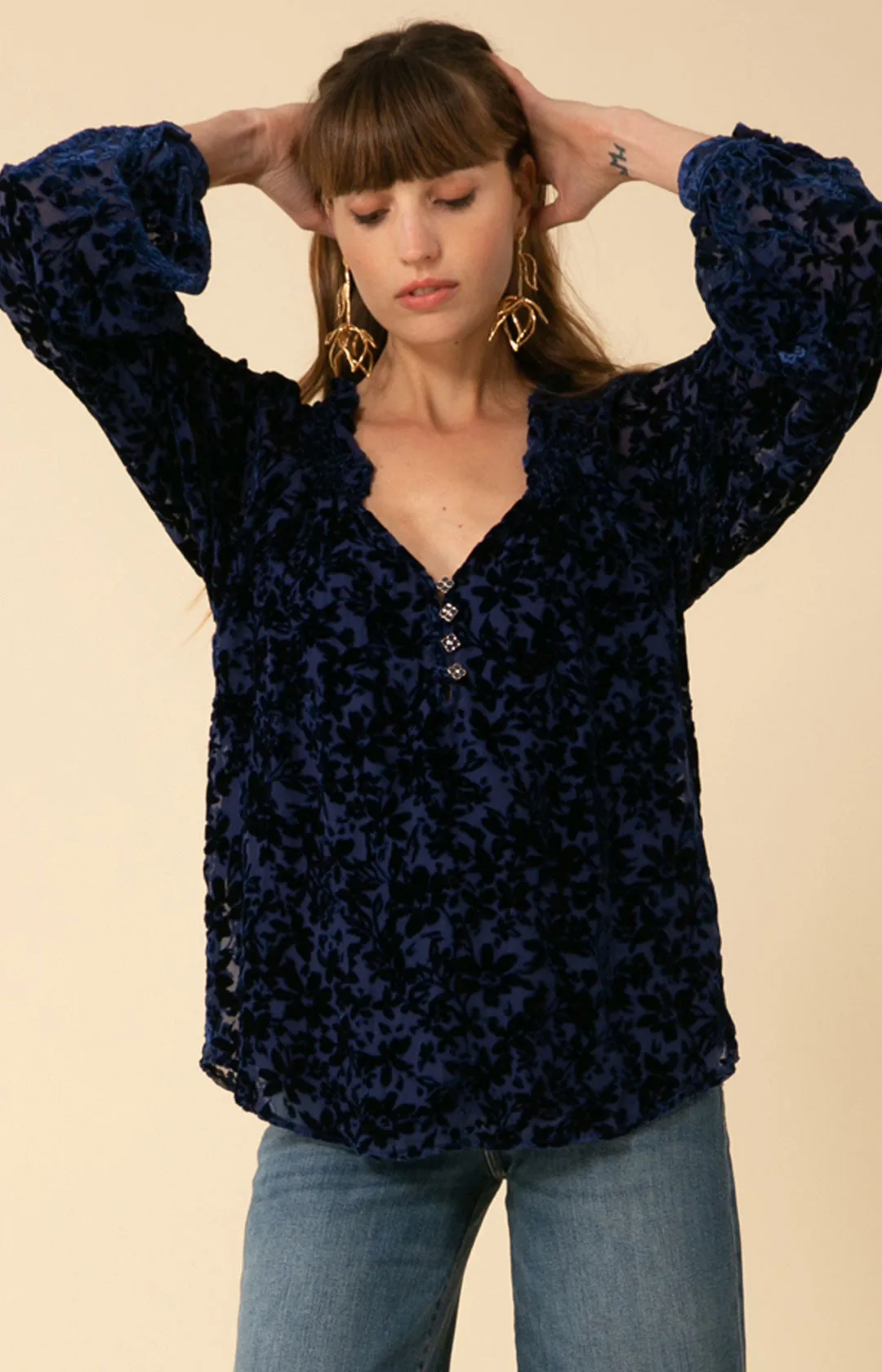 Alicia Solid Velvet Burnout Top sold by Hale Bob product image thumbnail 5