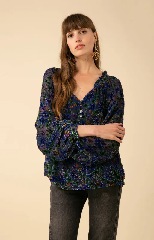 Alicia Velvet Burnout Top sold by Hale Bob