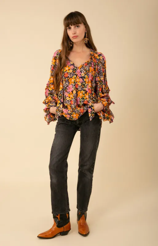 Hailee Lurex Ruffle Top sold by Hale Bob