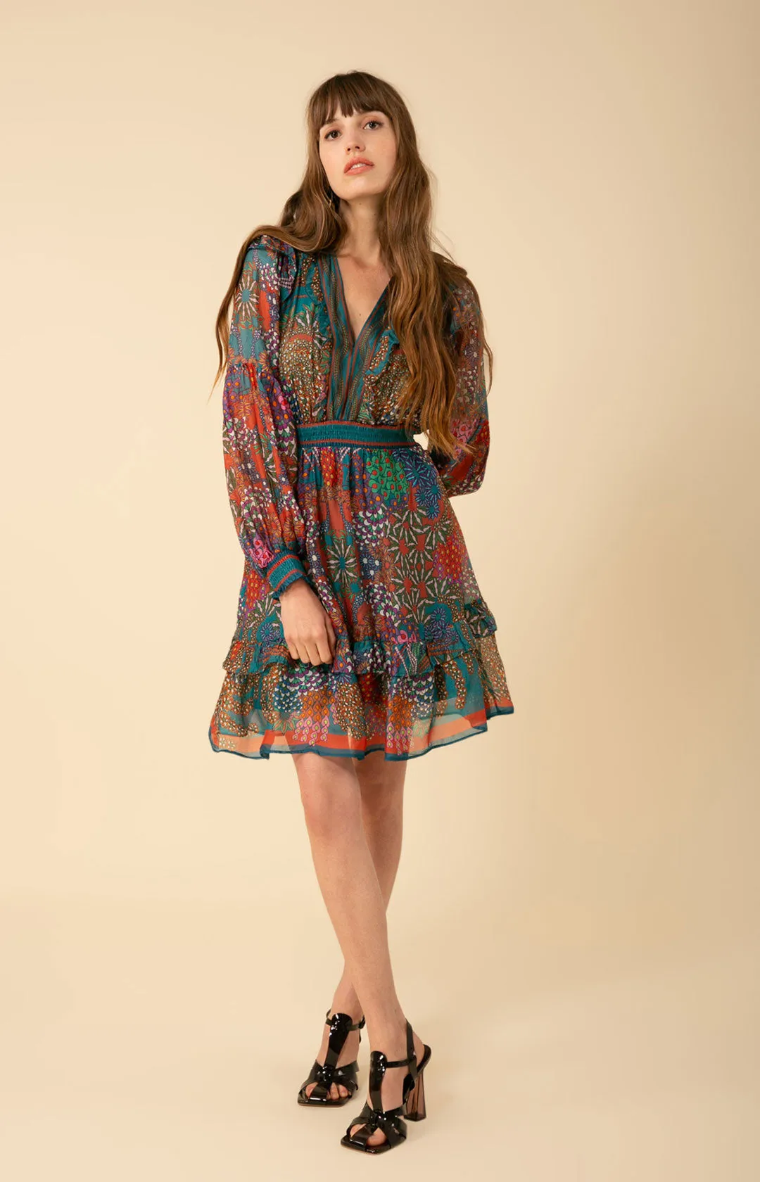 Margot Smocked Chiffon Dress sold by Hale Bob product image thumbnail 3