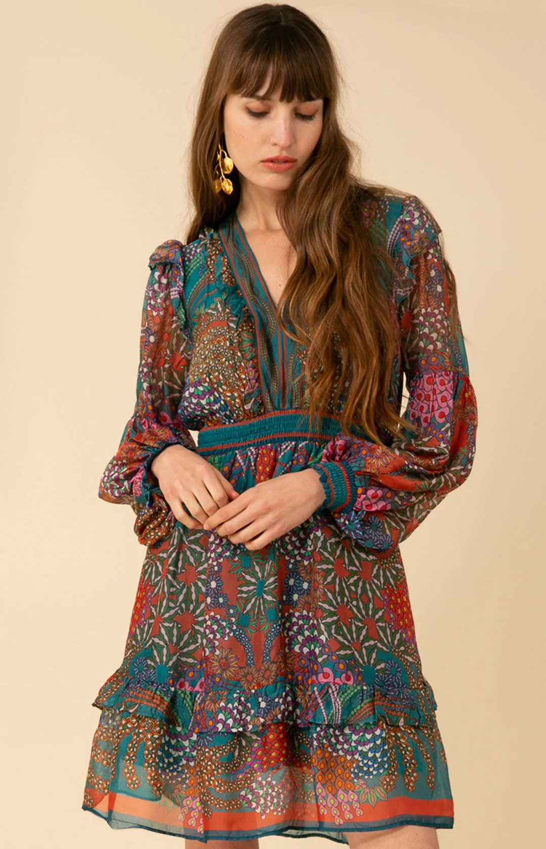 Margot Smocked Chiffon Dress sold by Hale Bob