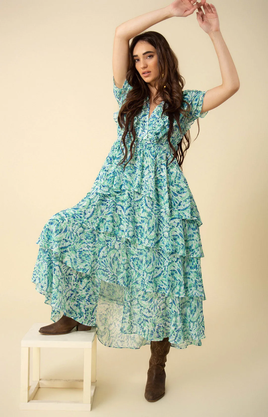 Laylee Tiered Chiffon Dress sold by Hale Bob product image thumbnail 3