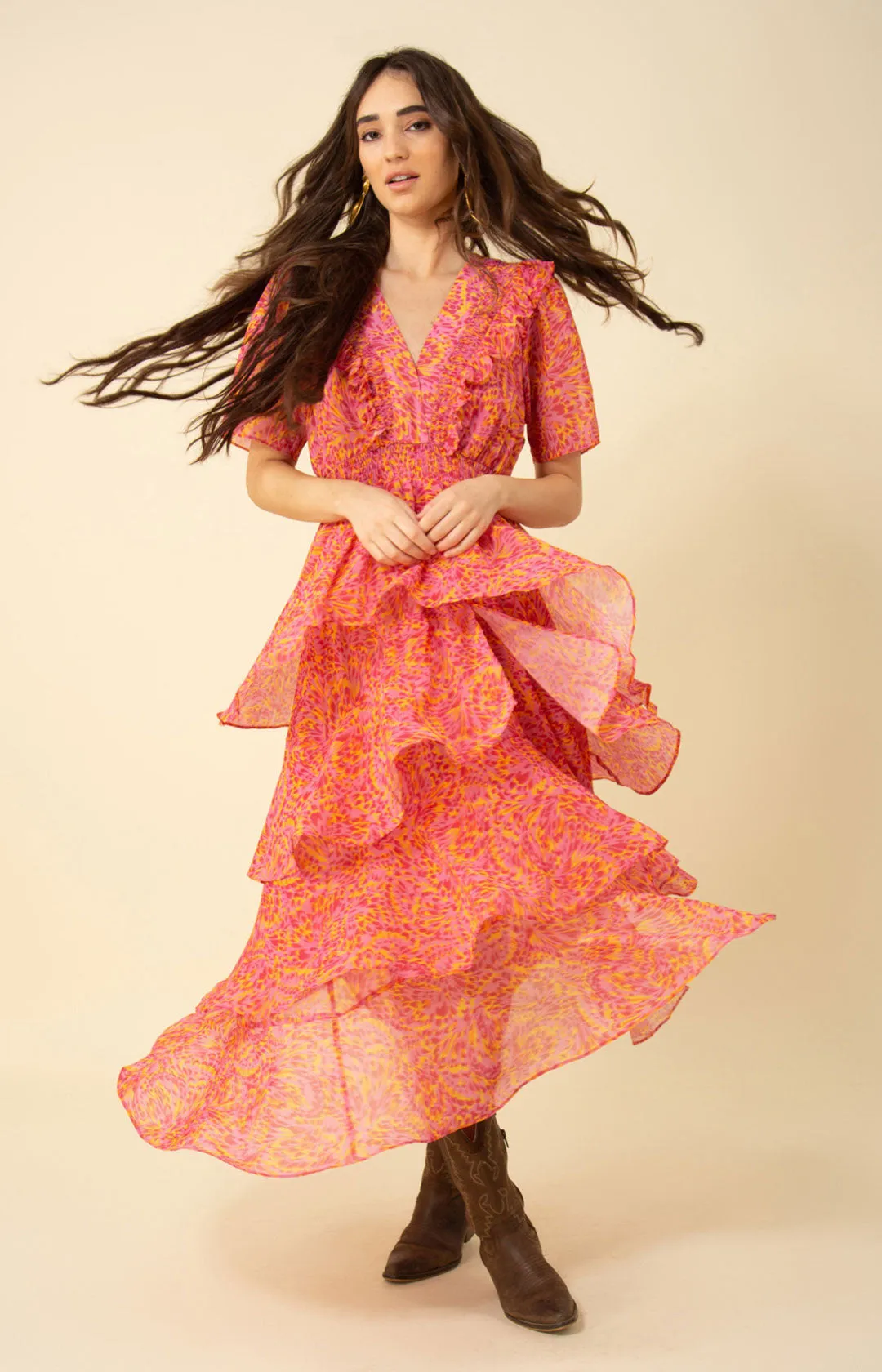 Laylee Tiered Chiffon Dress sold by Hale Bob product image thumbnail 5