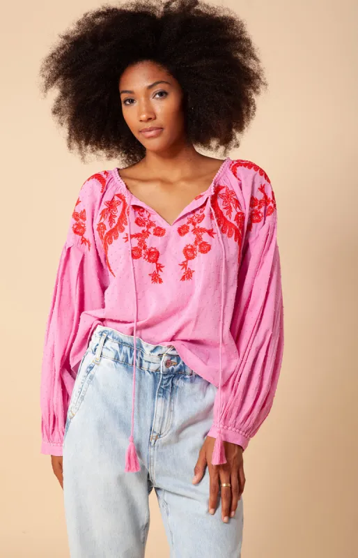 Amaria Solid Swiss Dot Top sold by Hale Bob