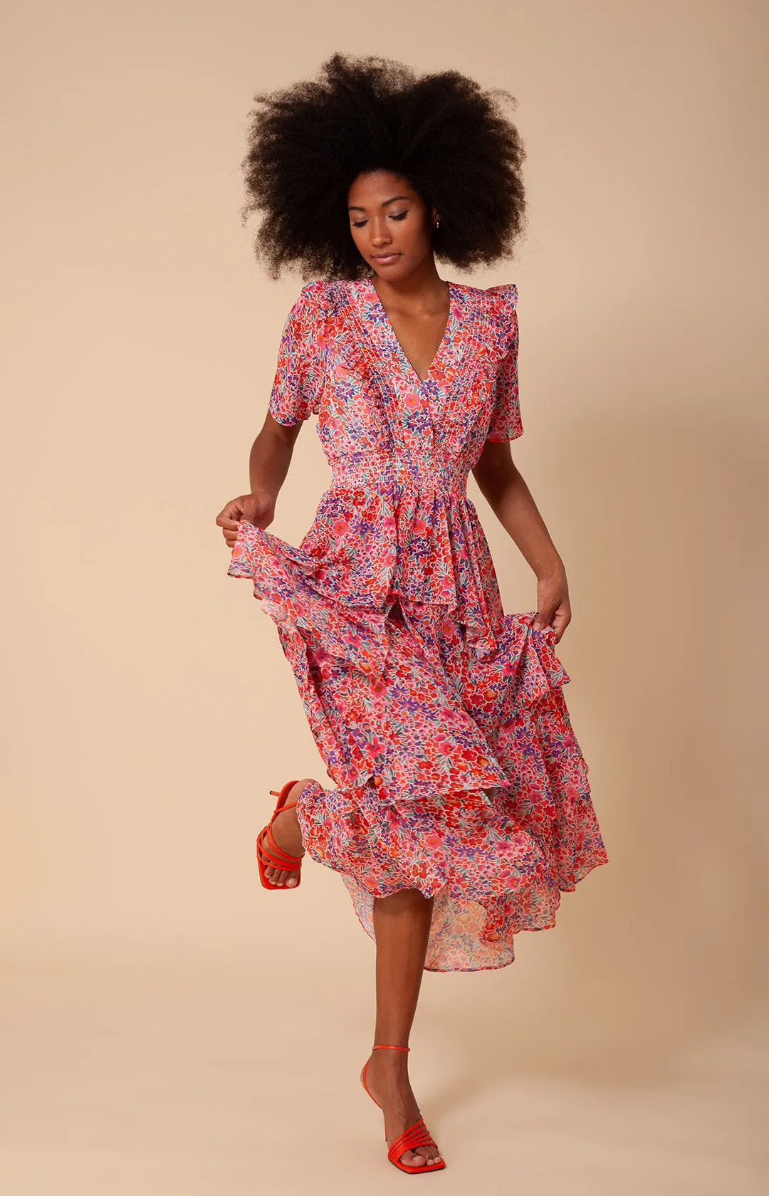 Darcey Chiffon Tiered Dress sold by Hale Bob product image thumbnail 4