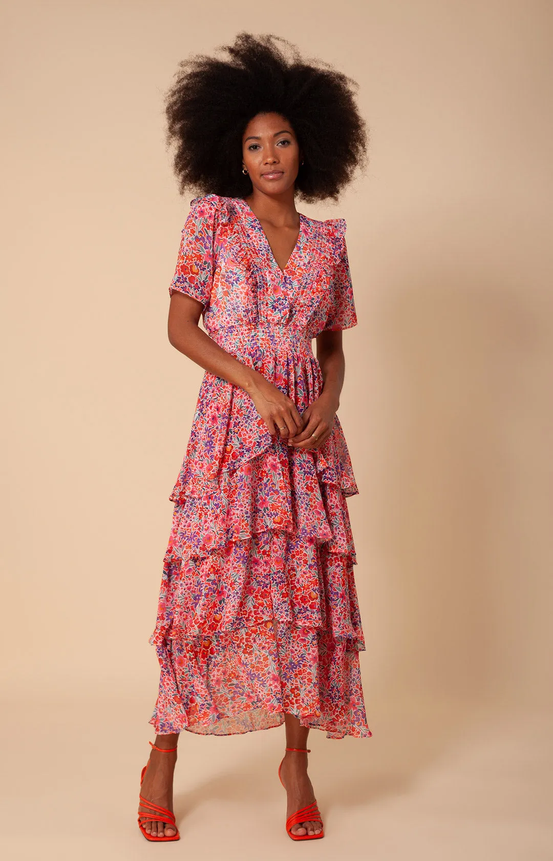 Darcey Chiffon Tiered Dress sold by Hale Bob