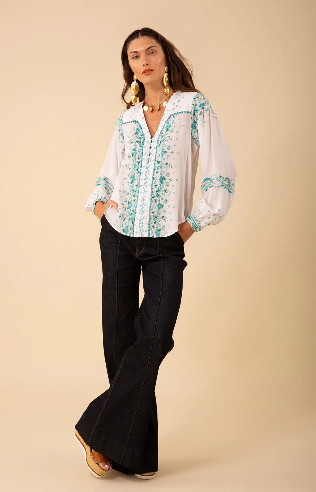 Cora Embroidered Top sold by Hale Bob