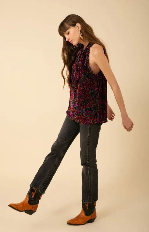 Thais Halter Velvet Burnout Top sold by Hale Bob