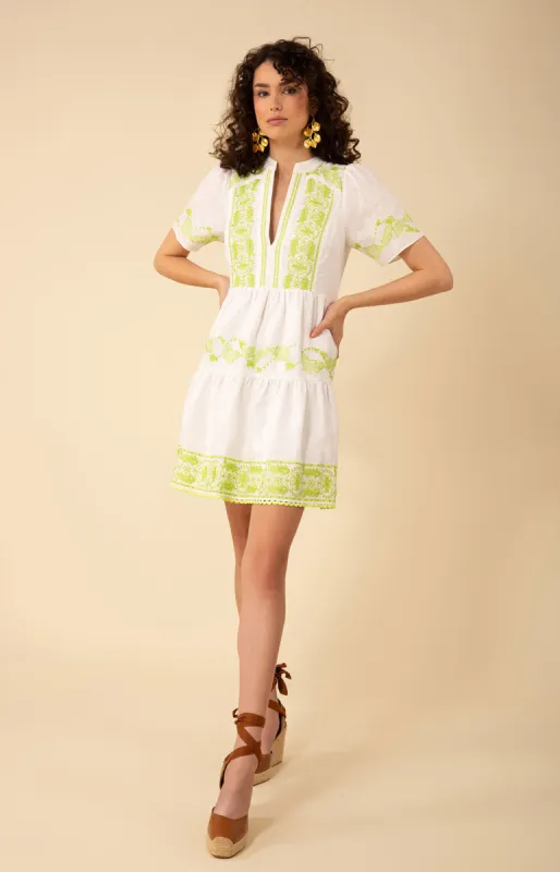 Teagan Embroidered Linen Dress sold by Hale Bob
