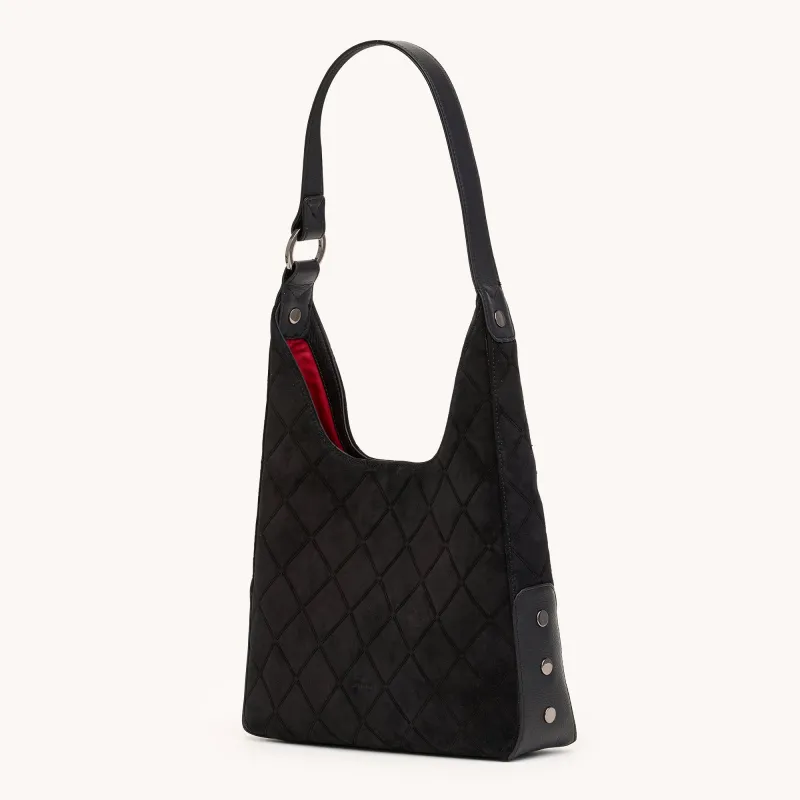 Tim | Noir Diamond Suede/Gunmetal | Med made by Hammitt