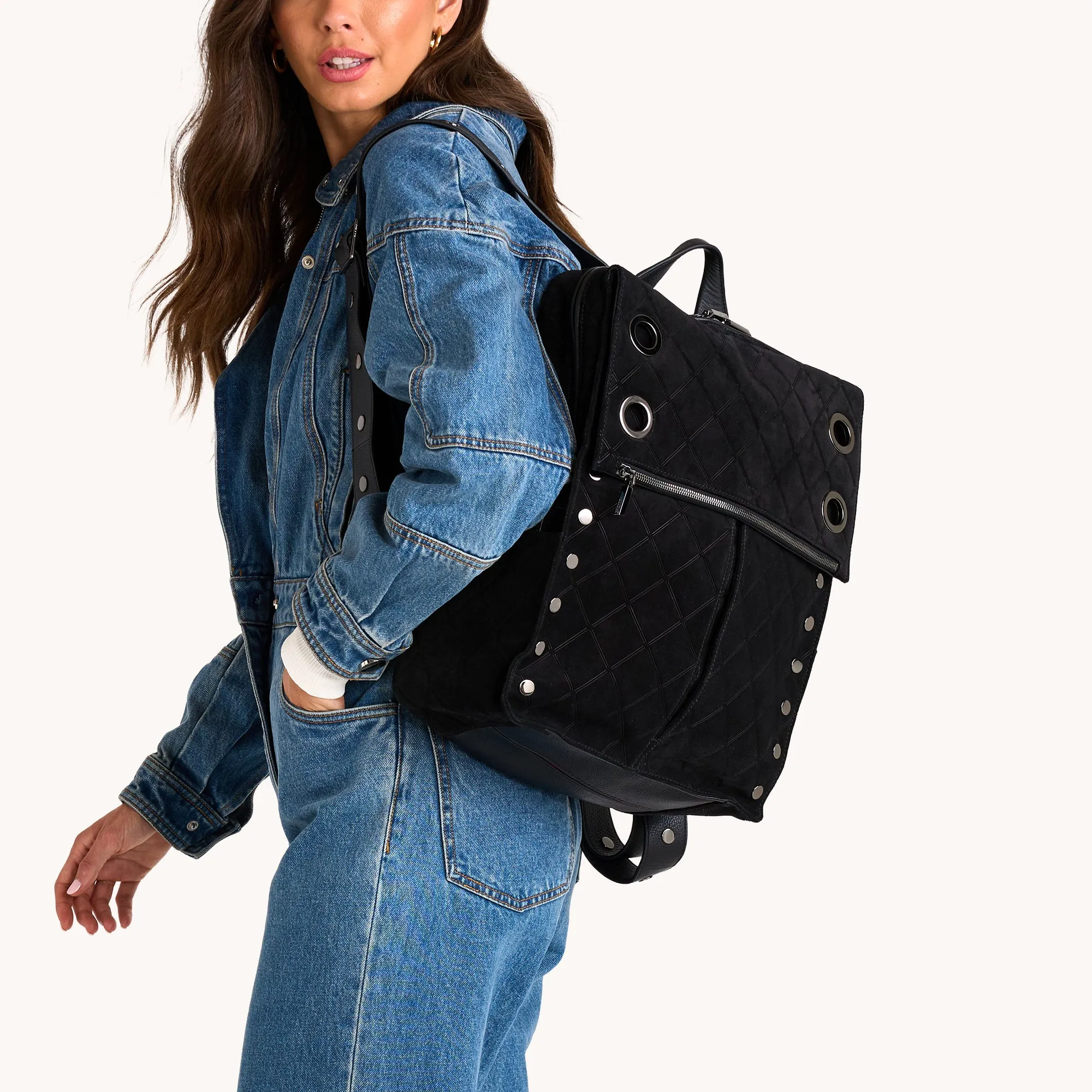 Montana Backpack | Noir Diamond Suede/Gunmetal | XL sold by Hammitt product image thumbnail 3