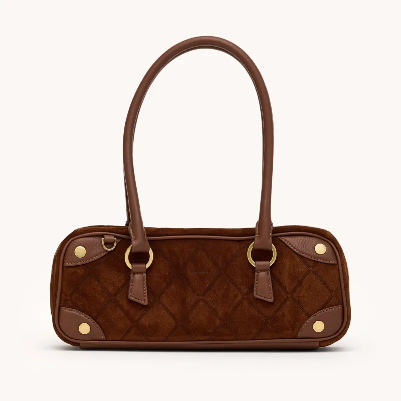 Meredith | Chocolate Diamond Suede/Antique Gold | Sml sold by Hammitt