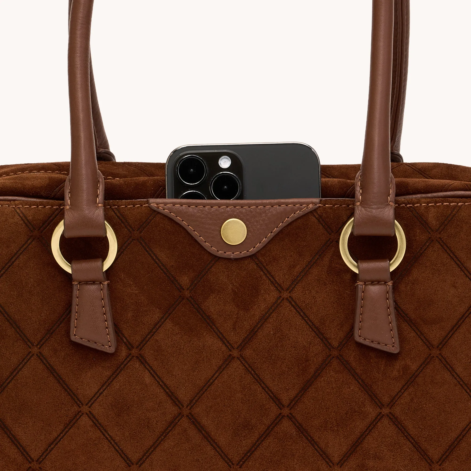 Meredith | Chocolate Diamond Suede/Antique Gold | Med sold by Hammitt product image thumbnail 4