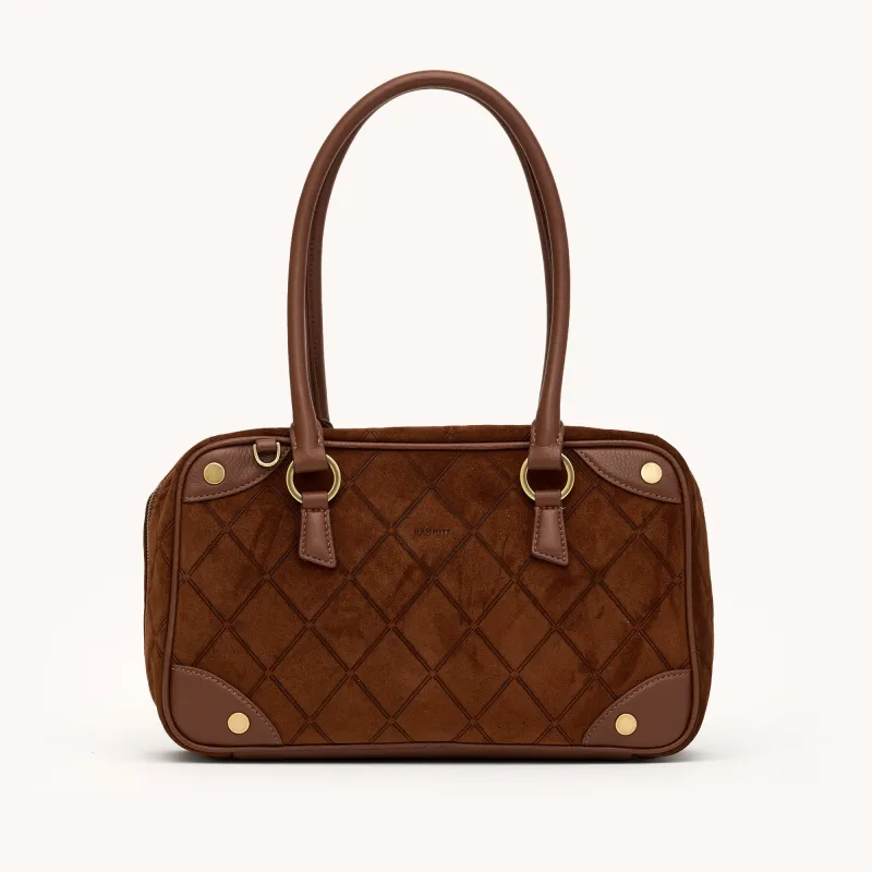 Meredith | Chocolate Diamond Suede/Antique Gold | Med sold by Hammitt