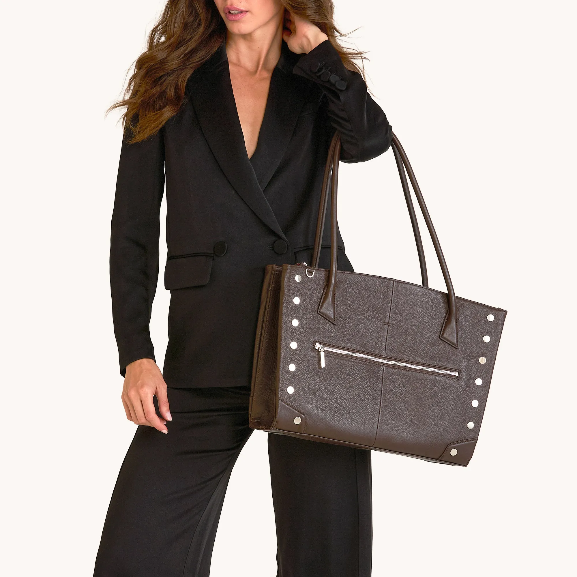 Elle Work Carry | Espresso Pebble/Silver sold by Hammitt product image thumbnail 5