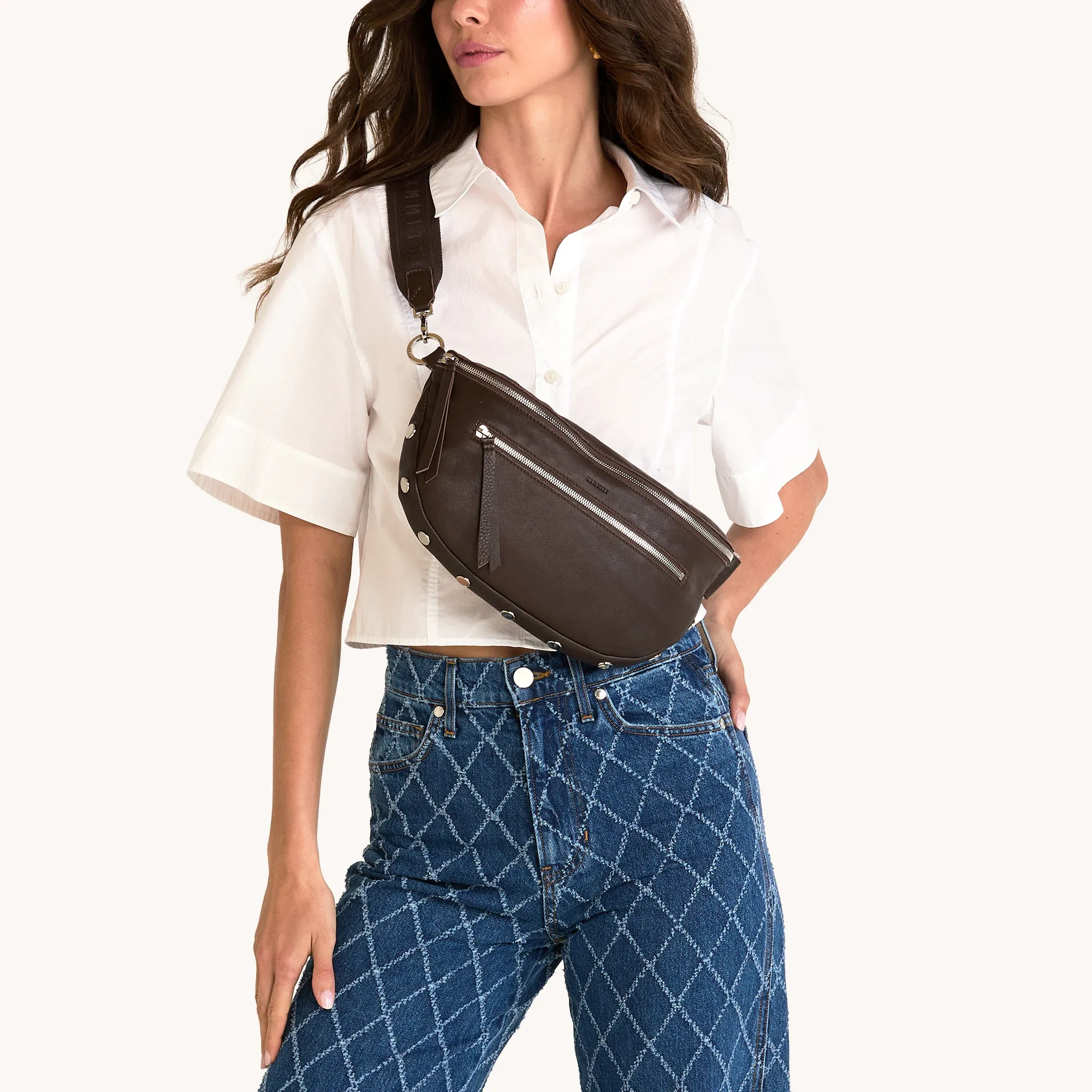 Charles Crossbody | Espresso Pebble/Silver | Lrg sold by Hammitt product image thumbnail 3