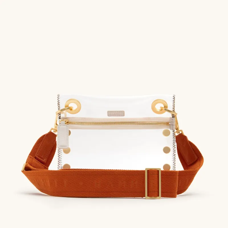 Webbing Crossbody Strap | Candlelight Orange/Brushed Gold sold by Hammitt