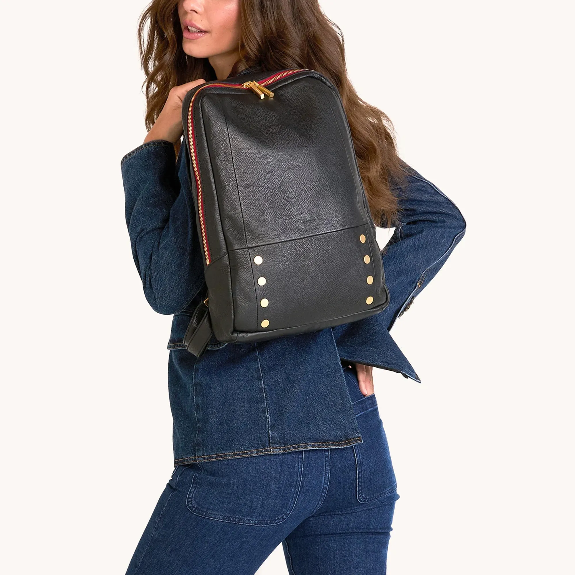 Hunter Backpack | Black/Brushed Gold Red Zip | Lrg sold by Hammitt product image thumbnail 3