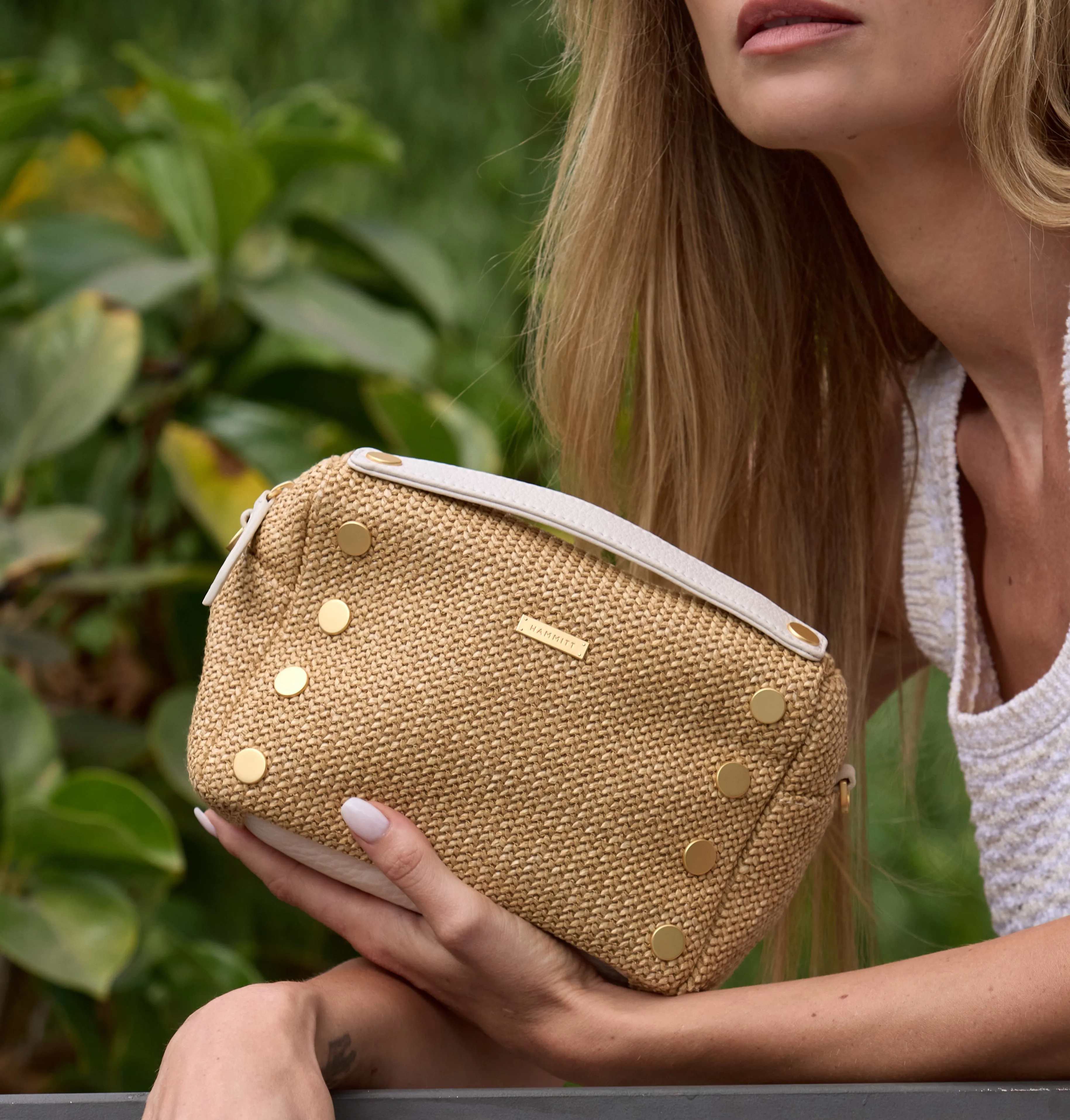 Evan Crossbody | Calla Lily White Raffia/Brushed Gold | Sml sold by Hammitt product image thumbnail 2