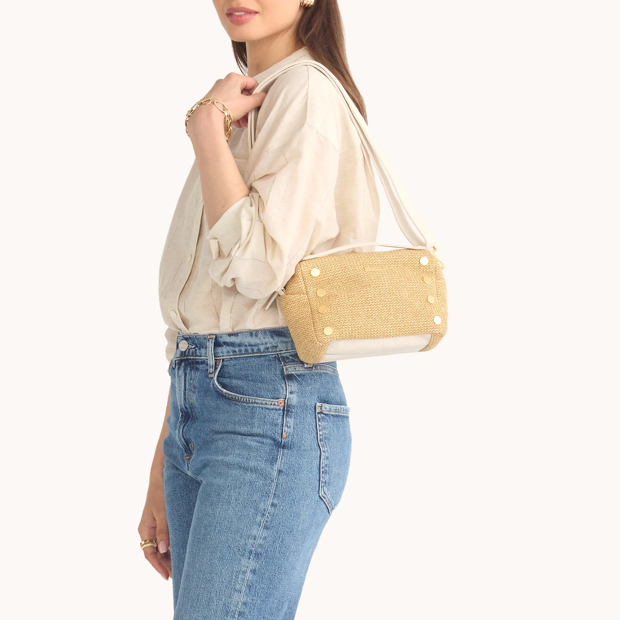 Evan Crossbody | Calla Lily White Raffia/Brushed Gold | Sml sold by Hammitt product image thumbnail 3