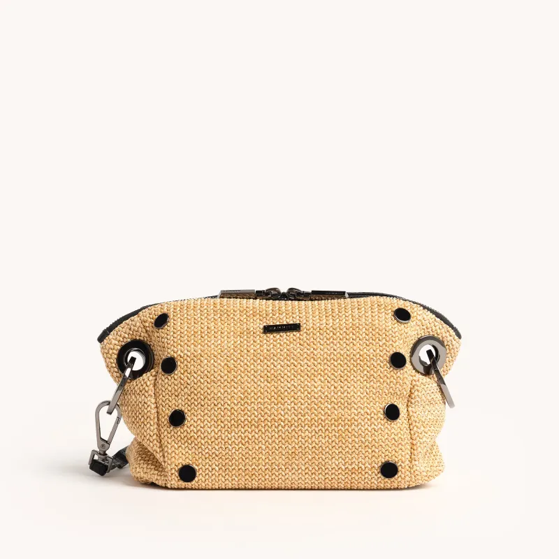Daniel Crossbody Clutch | Chaparral Raffia/Gunmetal | Sml sold by Hammitt