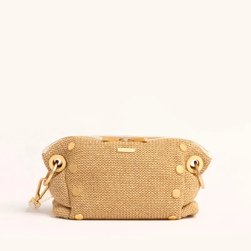 Daniel Crossbody Clutch | Calla Lily White Raffia/Brushed Gold | Sml sold by Hammitt