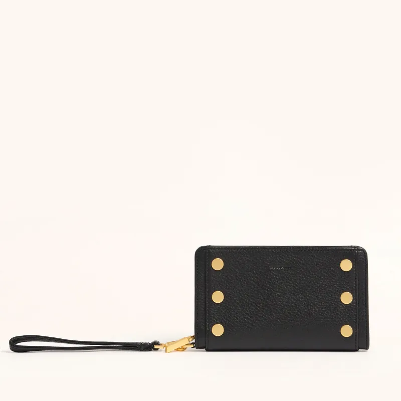 Bryant Wallet | Black/Brushed Gold Red Zip | SML sold by Hammitt