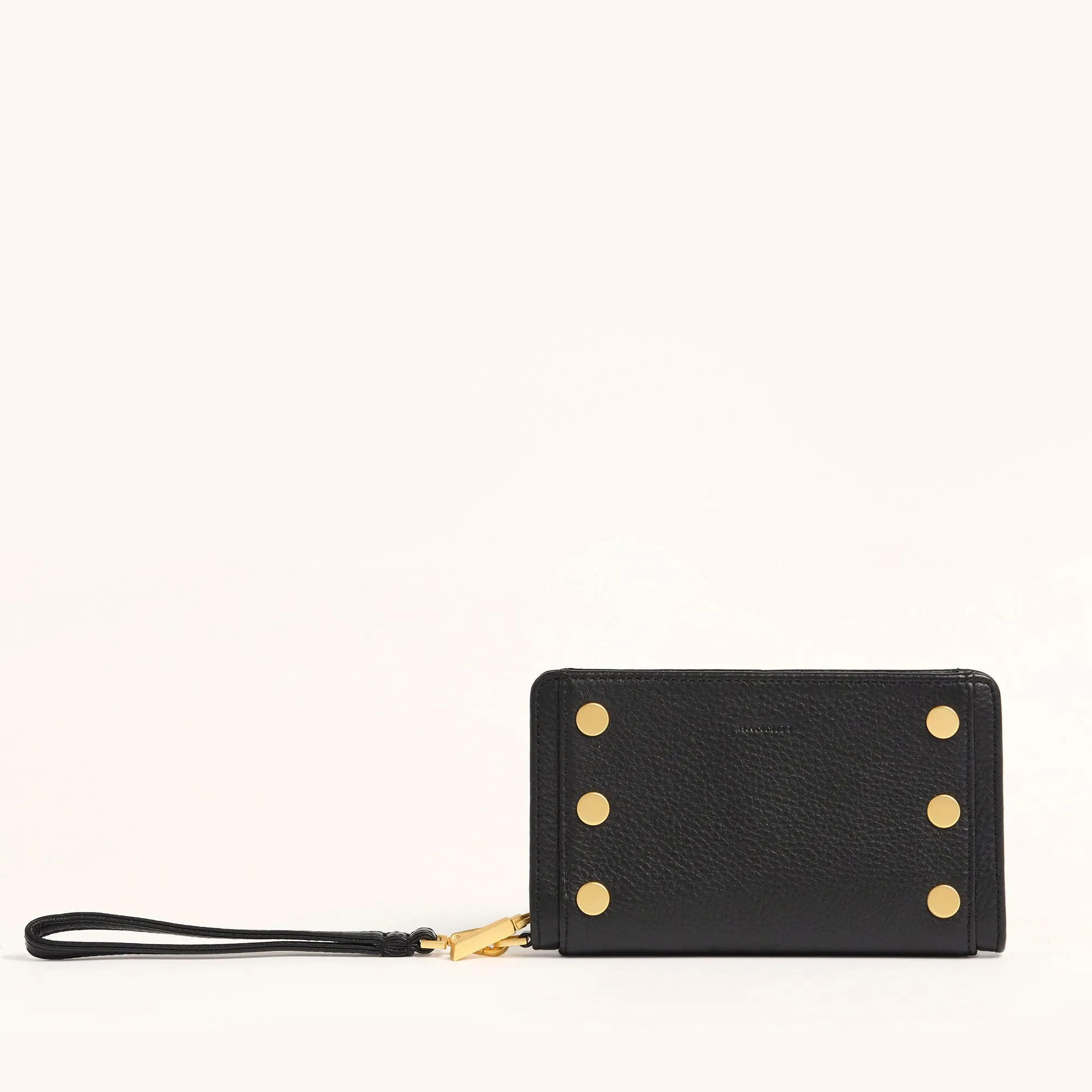 Bryant Wallet | Black/Brushed Gold Red Zip | SML sold by Hammitt