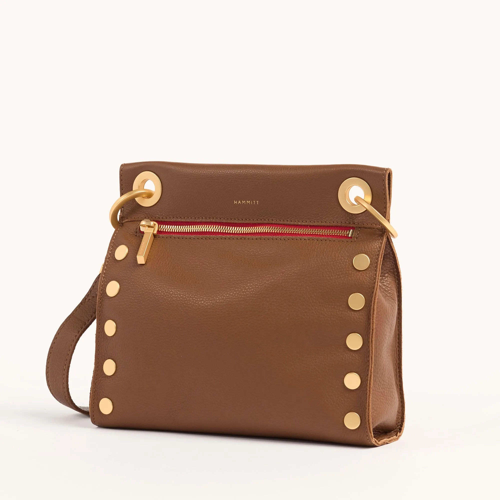 Tony | Mahogany Pebble/Brushed Gold Red Zip | Med sold by Hammitt product image thumbnail 4