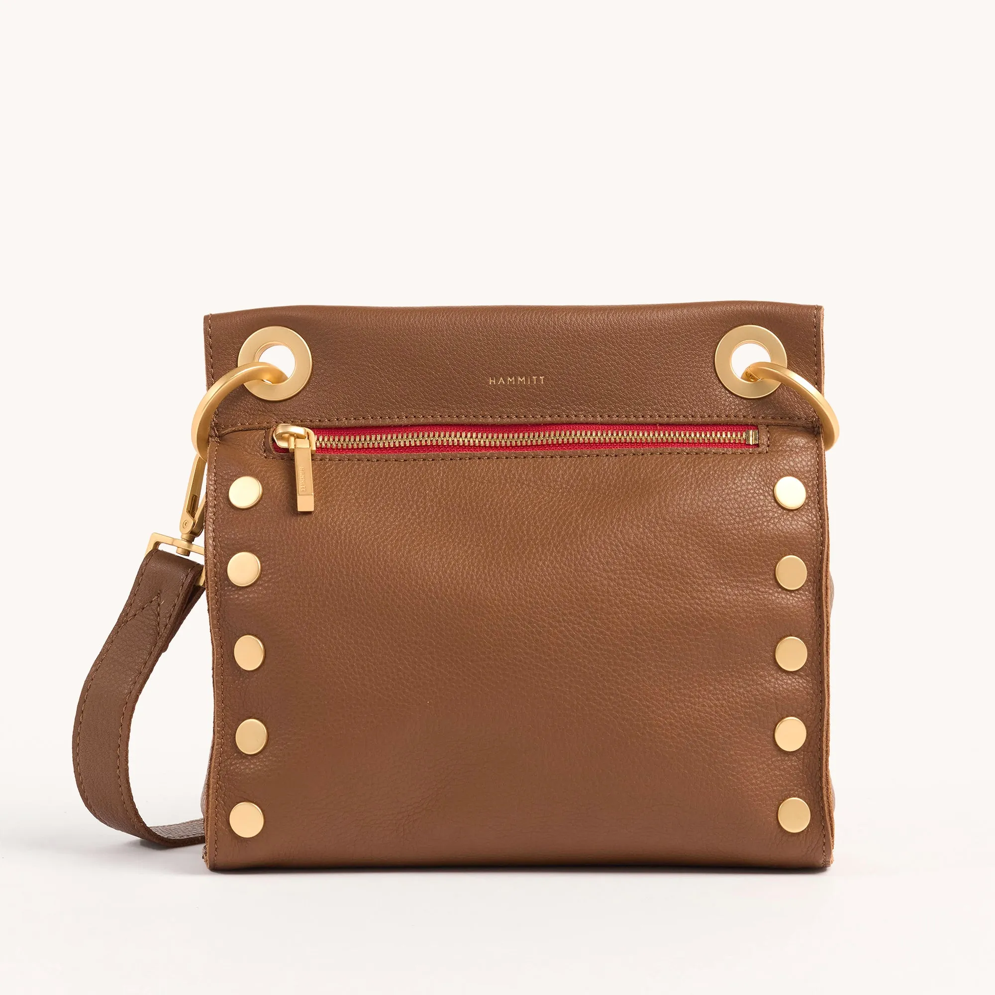 Tony | Mahogany Pebble/Brushed Gold Red Zip | Med sold by Hammitt
