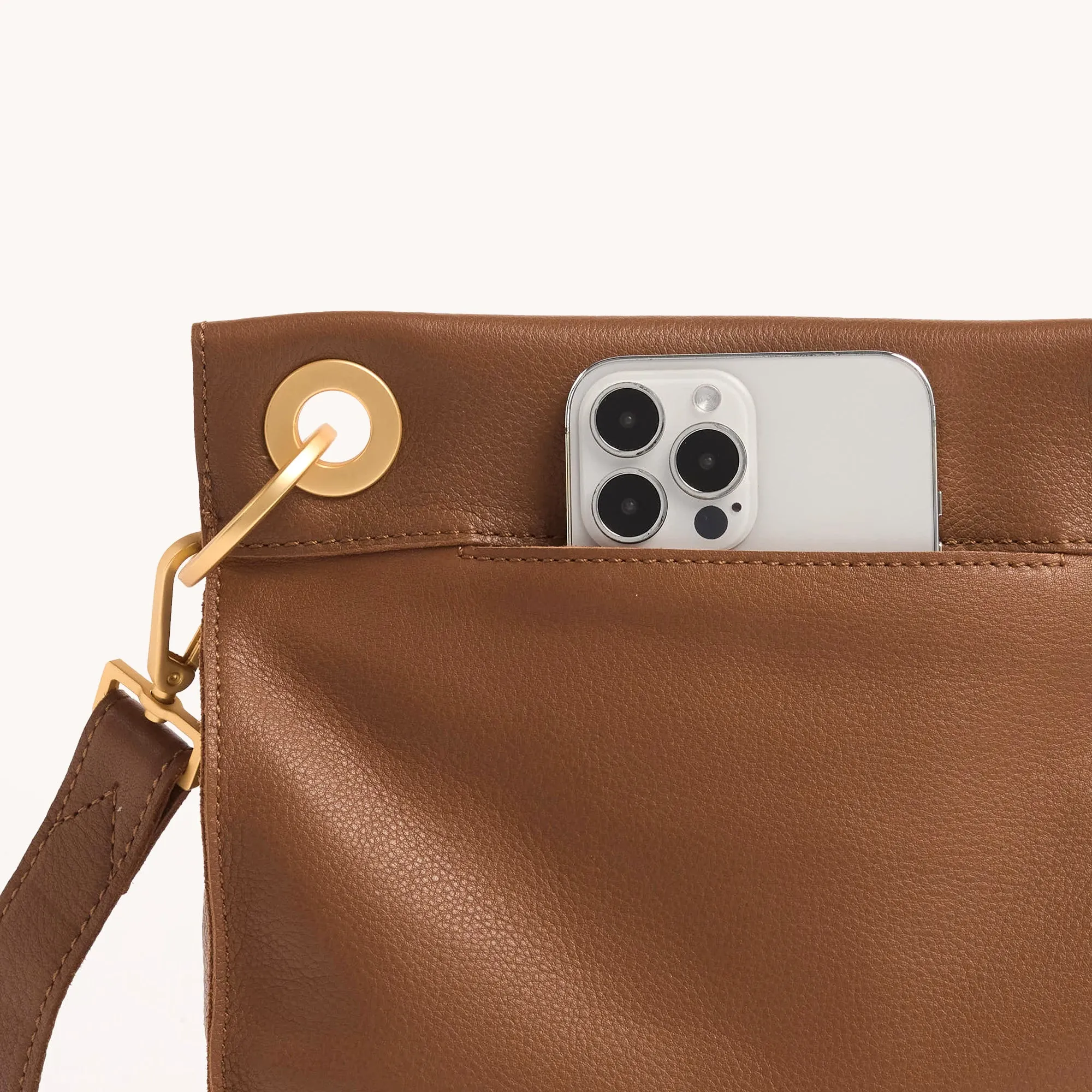 Tony | Mahogany Pebble/Brushed Gold Red Zip | Med sold by Hammitt product image thumbnail 5