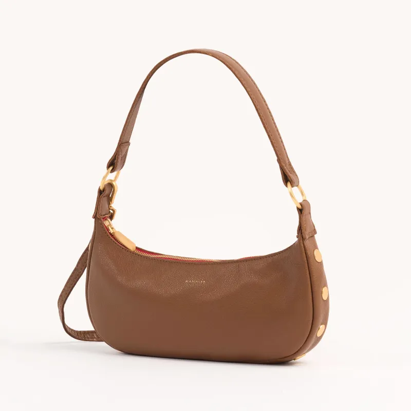 Becker | Mahogany Pebble/Brushed Gold Red Zip | Sml sold by Hammitt