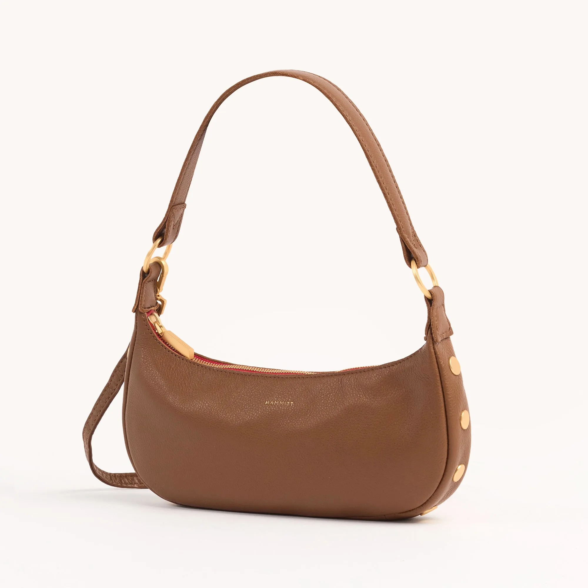 Becker | Mahogany Pebble/Brushed Gold Red Zip | Sml sold by Hammitt
