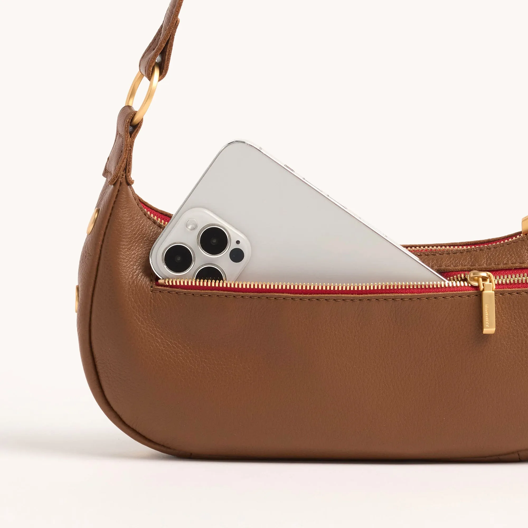 Becker | Mahogany Pebble/Brushed Gold Red Zip | Sml sold by Hammitt product image thumbnail 3