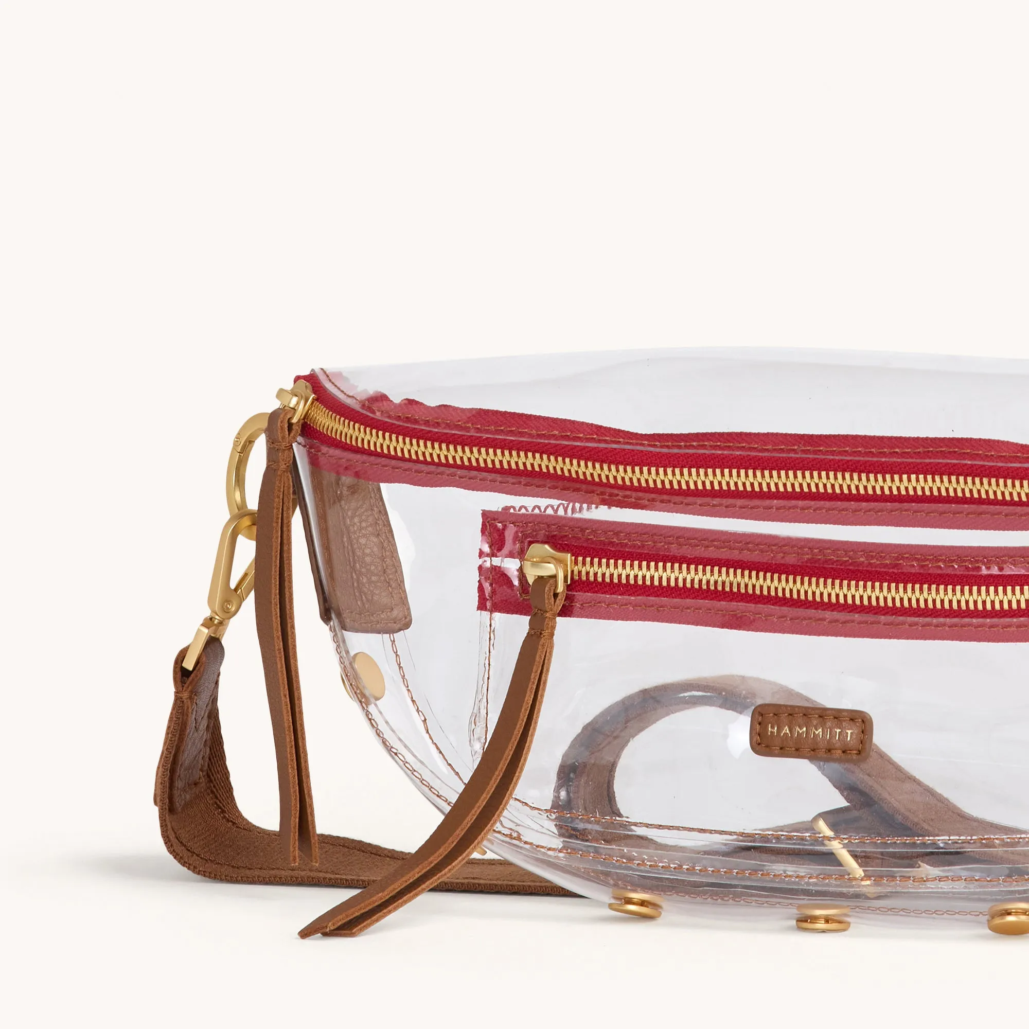 Charles Crossbody Clear | Mahogany Pebble/Brushed Gold Red Zip | Med sold by Hammitt product image thumbnail 4
