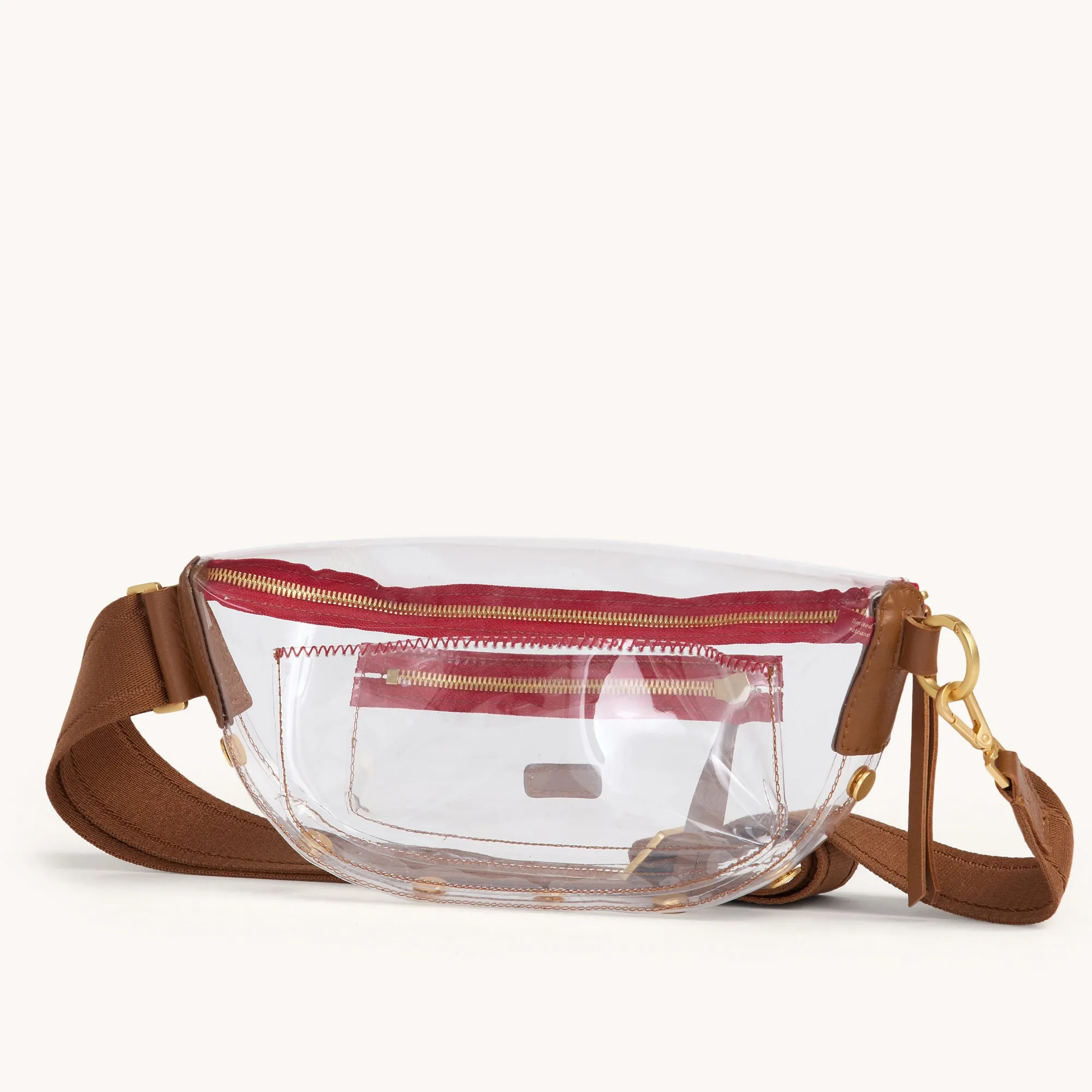 Charles Crossbody Clear | Mahogany Pebble/Brushed Gold Red Zip | Med sold by Hammitt product image thumbnail 5