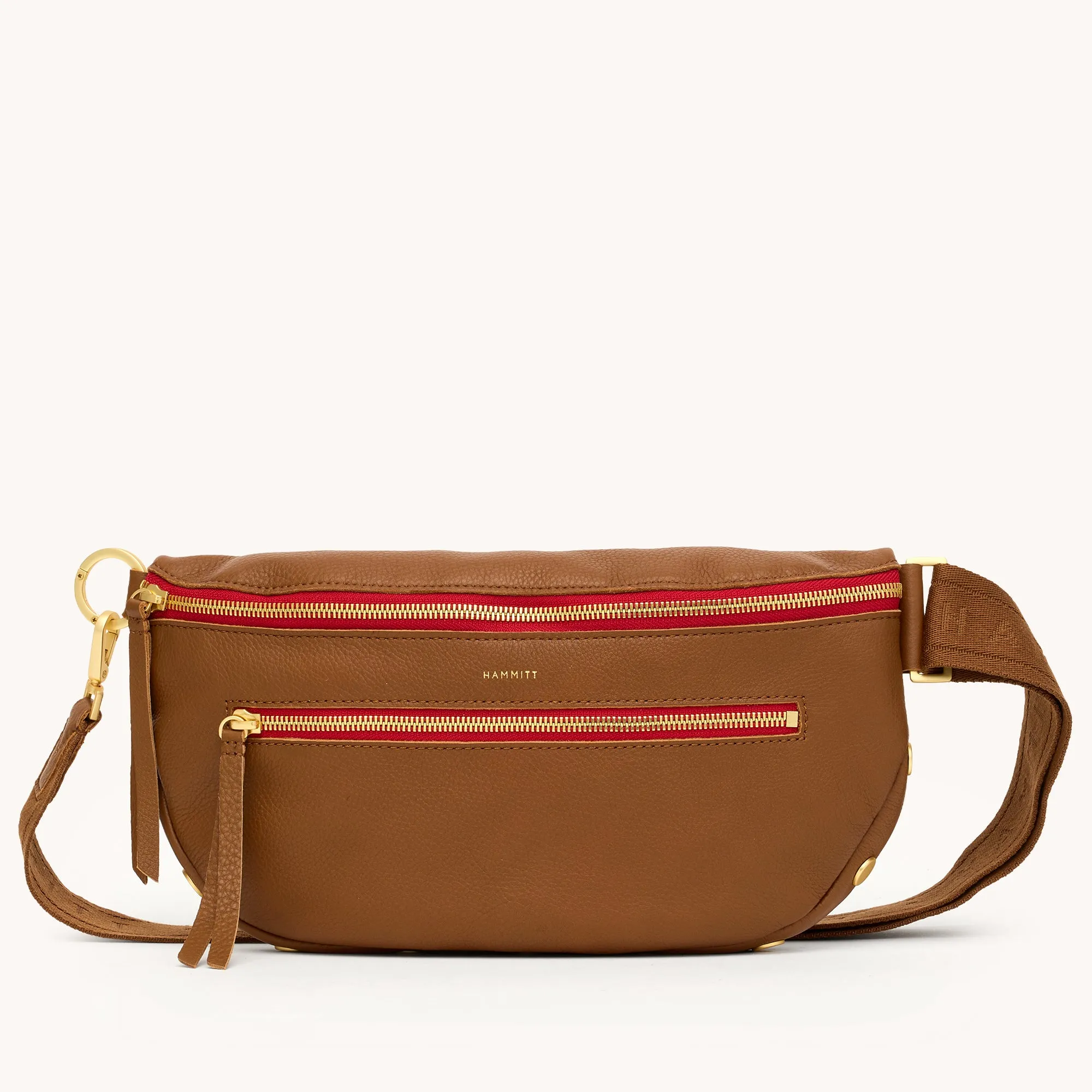 Charles Crossbody | Mahogany Pebble/Brushed Gold Red Zip | Lrg sold by Hammitt product image thumbnail 5