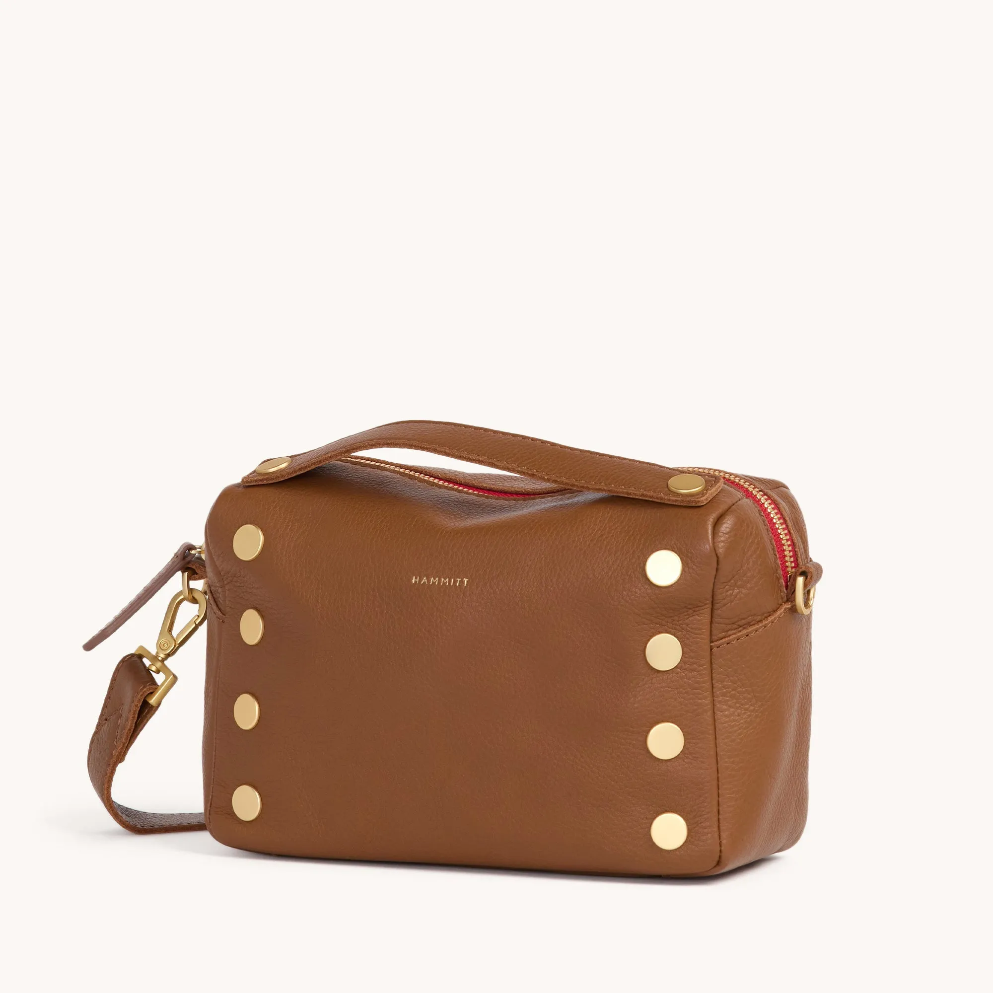 Evan Crossbody | Mahogany Pebble/Brushed Gold Red Zip | Sml sold by Hammitt