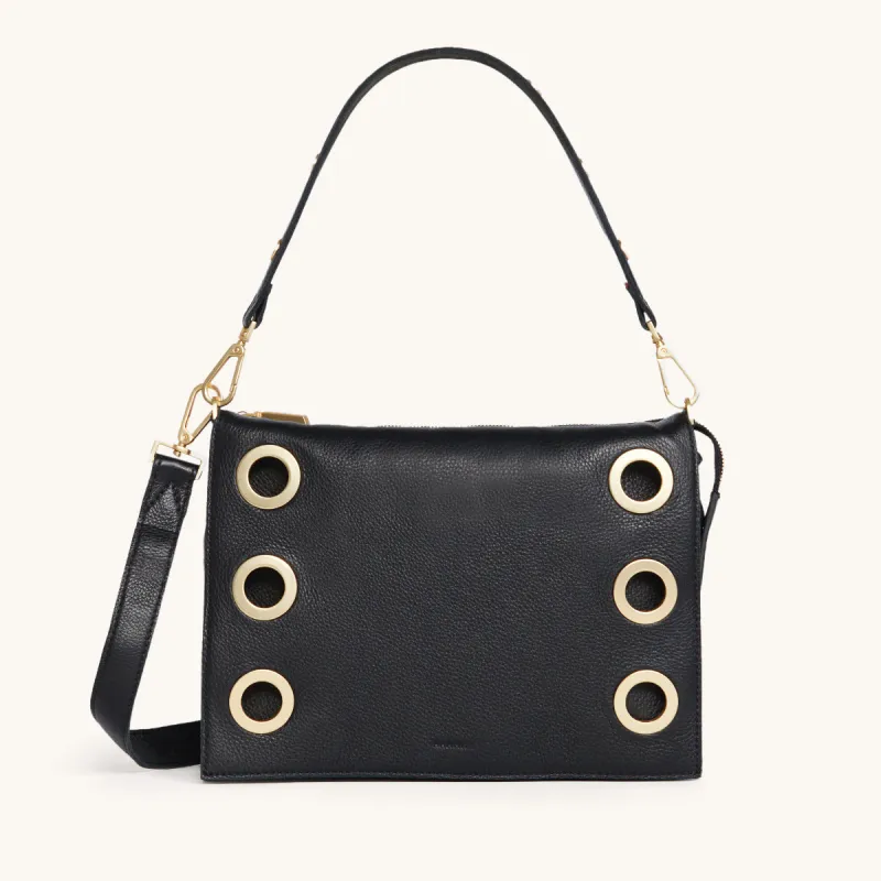 Montana Clutch | Black/Brushed Gold | Lrg sold by Hammitt