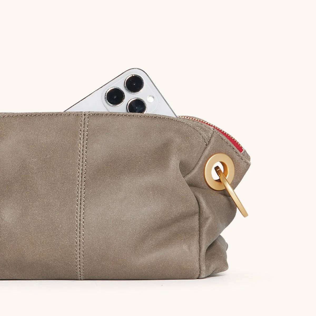 Daniel Crossbody Clutch | Pewter/Brushed Gold Red Zip sold by Hammitt product image thumbnail 3