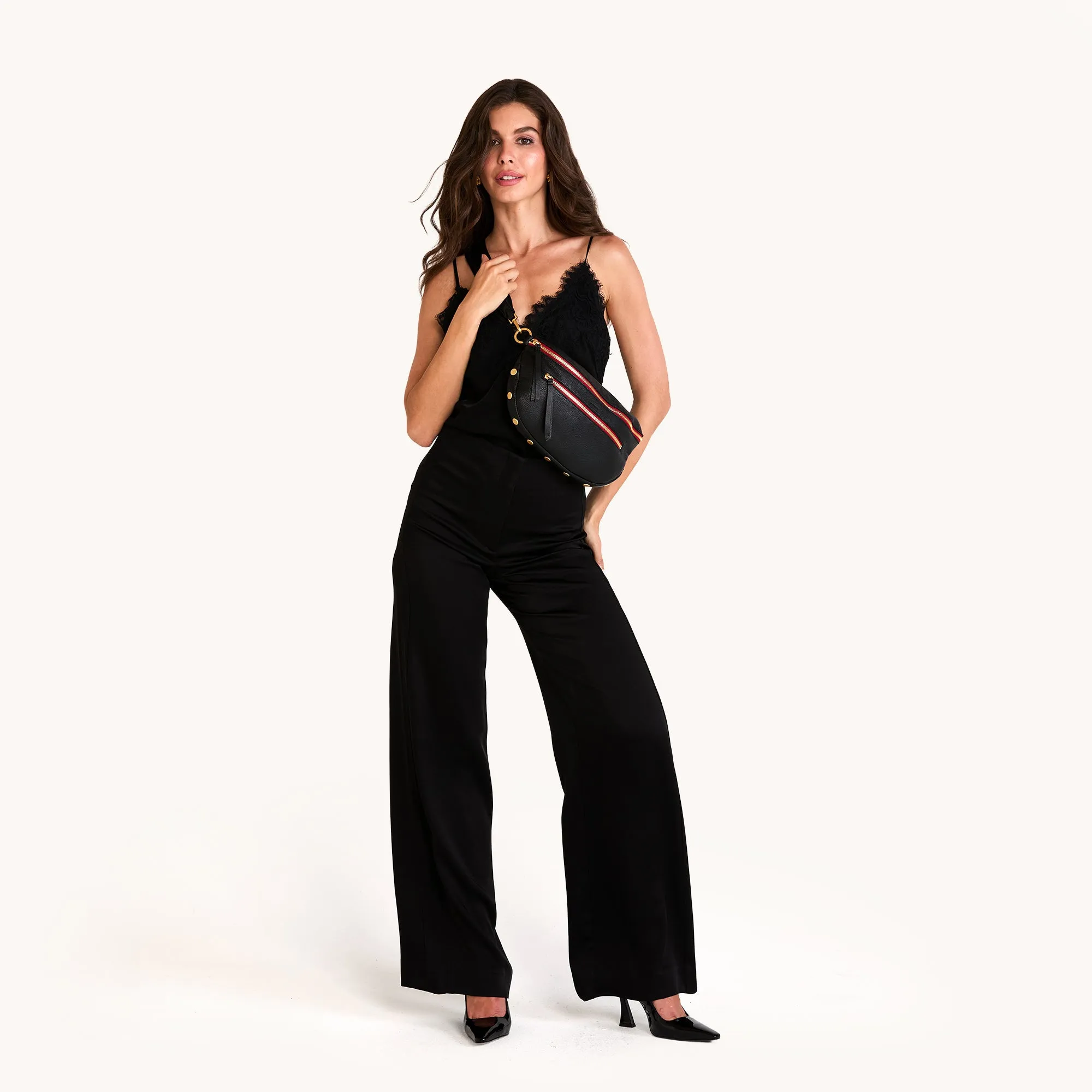 Charles Crossbody | Black/Brushed Gold Red Zip | Lrg sold by Hammitt product image thumbnail 4