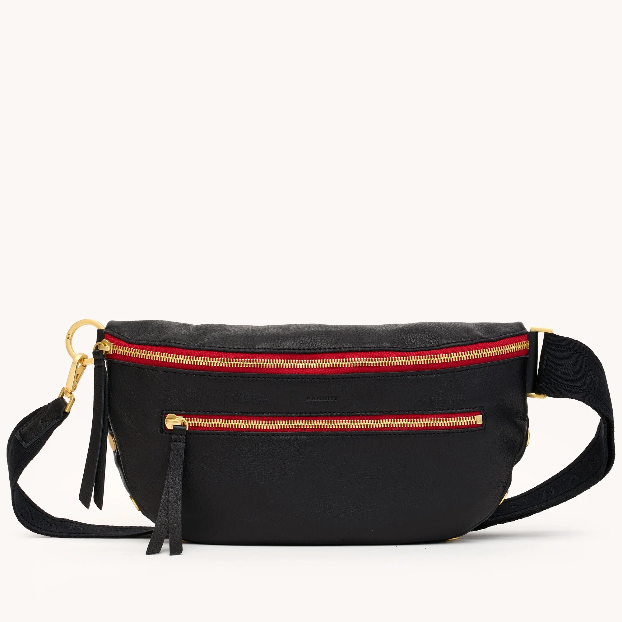 Charles Crossbody | Black/Brushed Gold Red Zip | Lrg sold by Hammitt