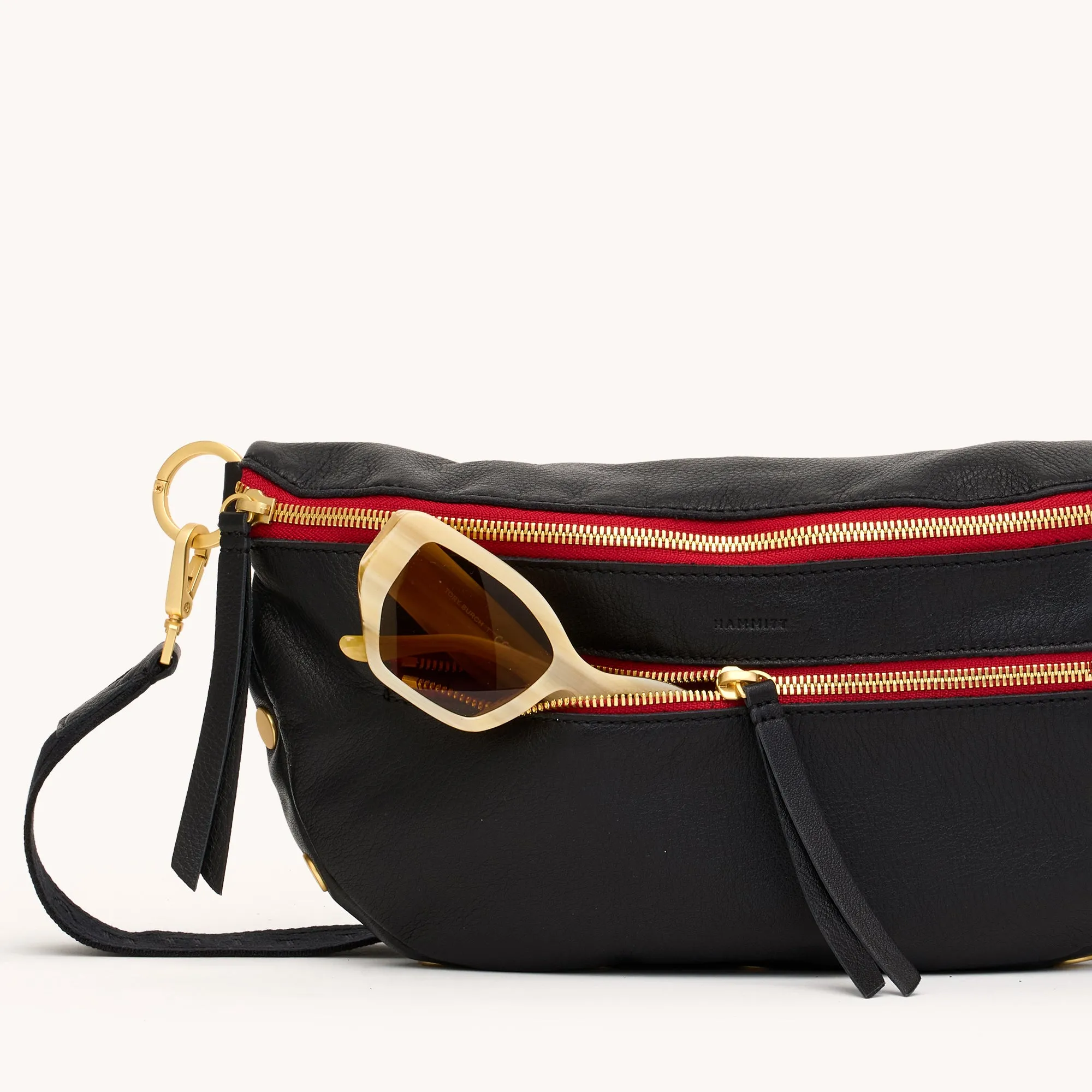Charles Crossbody | Black/Brushed Gold Red Zip | Lrg sold by Hammitt product image thumbnail 5