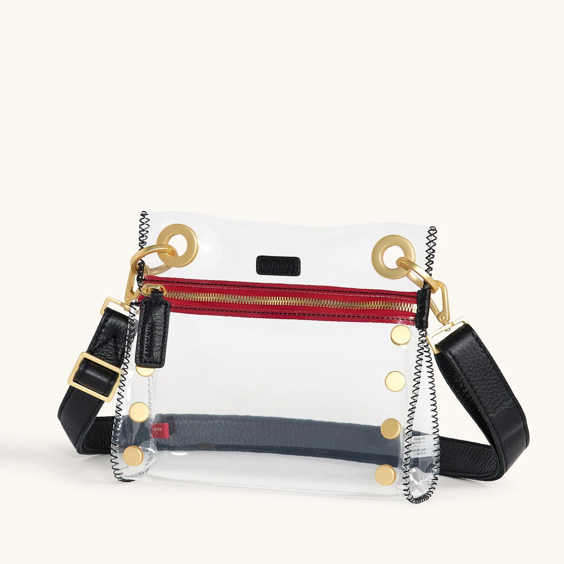 Tony Clear | Black/Brushed Gold Red Zip | Sml sold by Hammitt