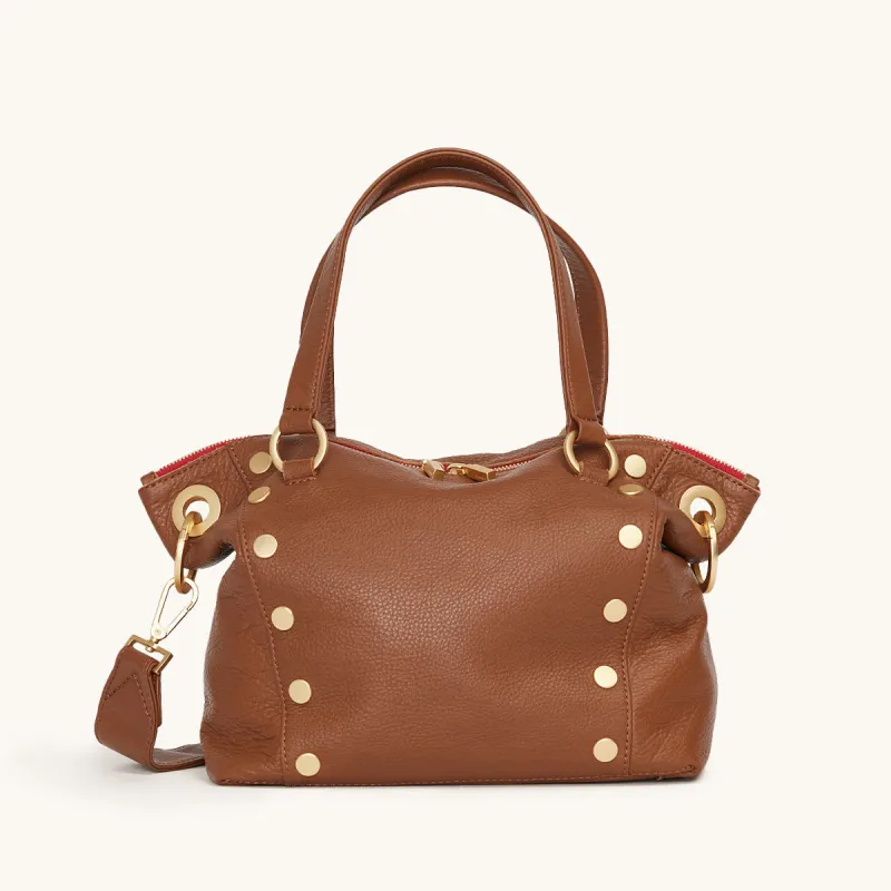 Daniel | Mahogany Pebble/Brushed Gold Red Zip | Med sold by Hammitt