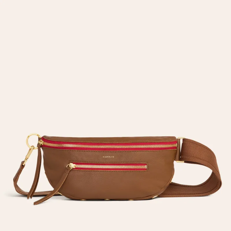 Charles Crossbody | Mahogany Pebble/Brushed Gold Red Zip | Med sold by Hammitt