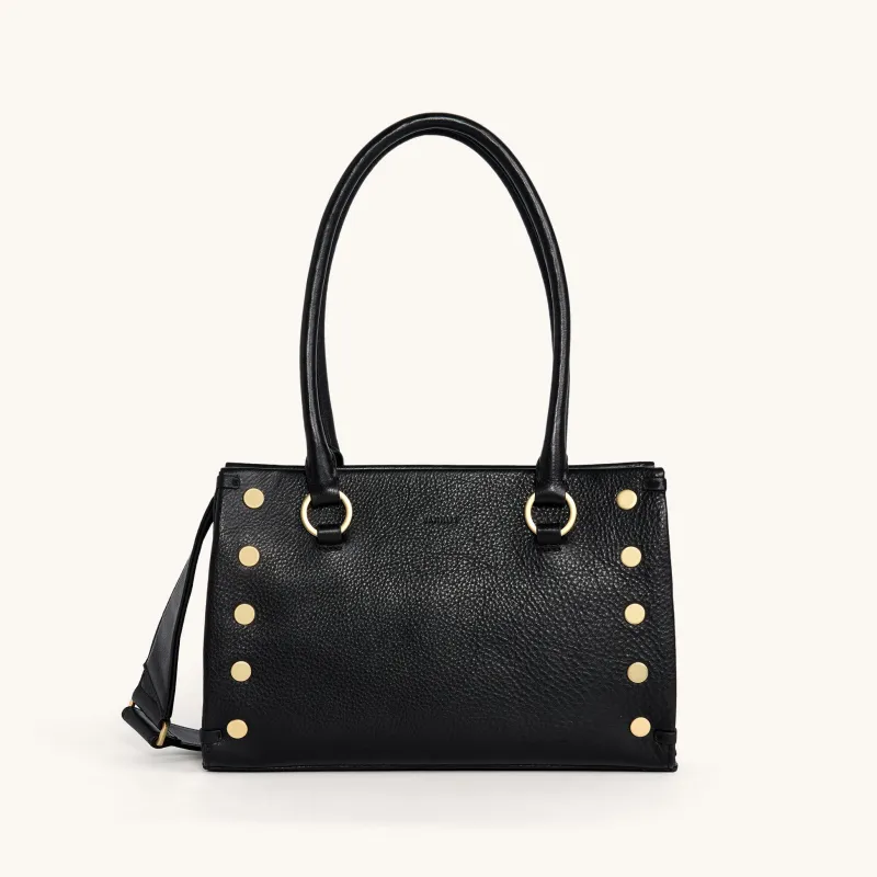 Allen | Black/Brushed Gold Red Zip | Med made by Hammitt